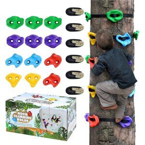 12 Ninja Tree Climbing Holds for Kids Climber,Adult Climbing Rocks with 6 Straps